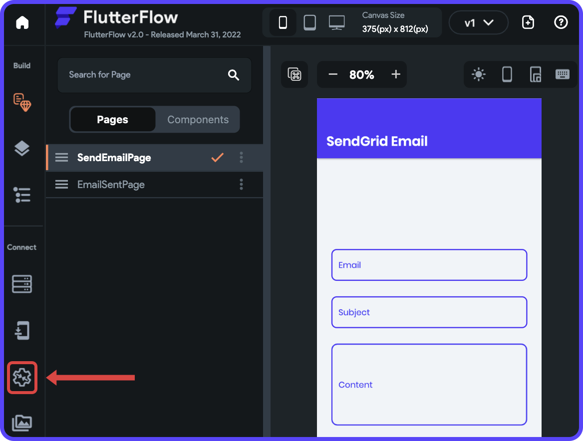 FlutterFlow UI Builder with the API Calls option highlighted