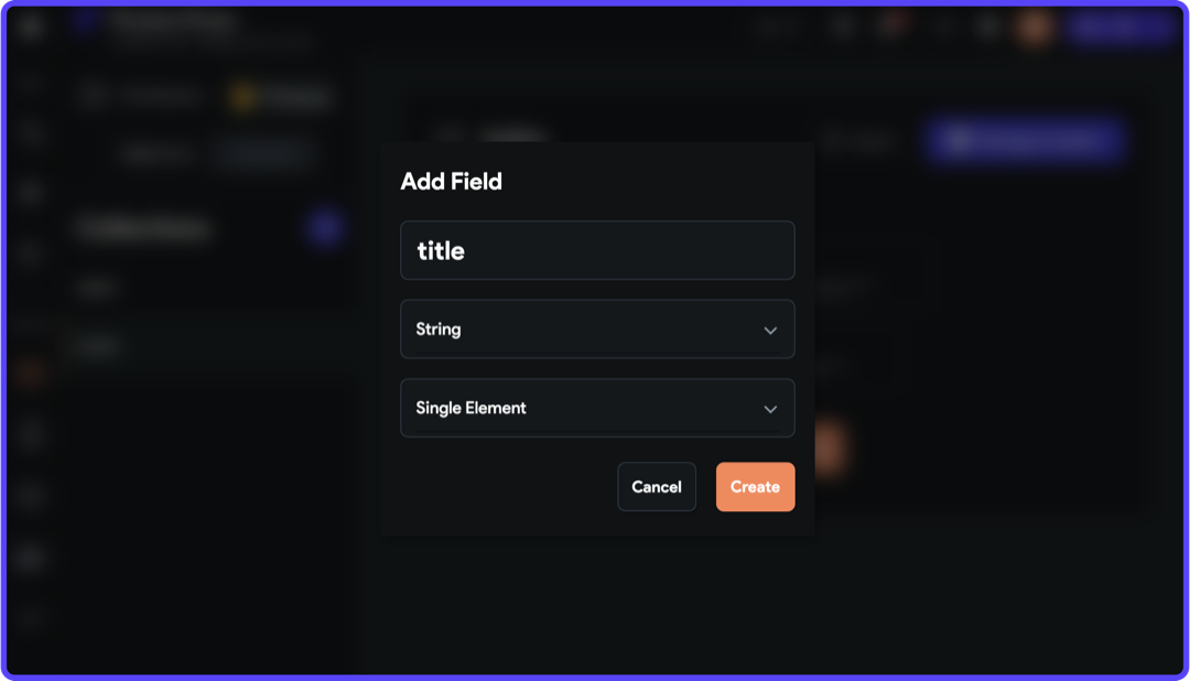 Dialog box for adding a field to the todos collection