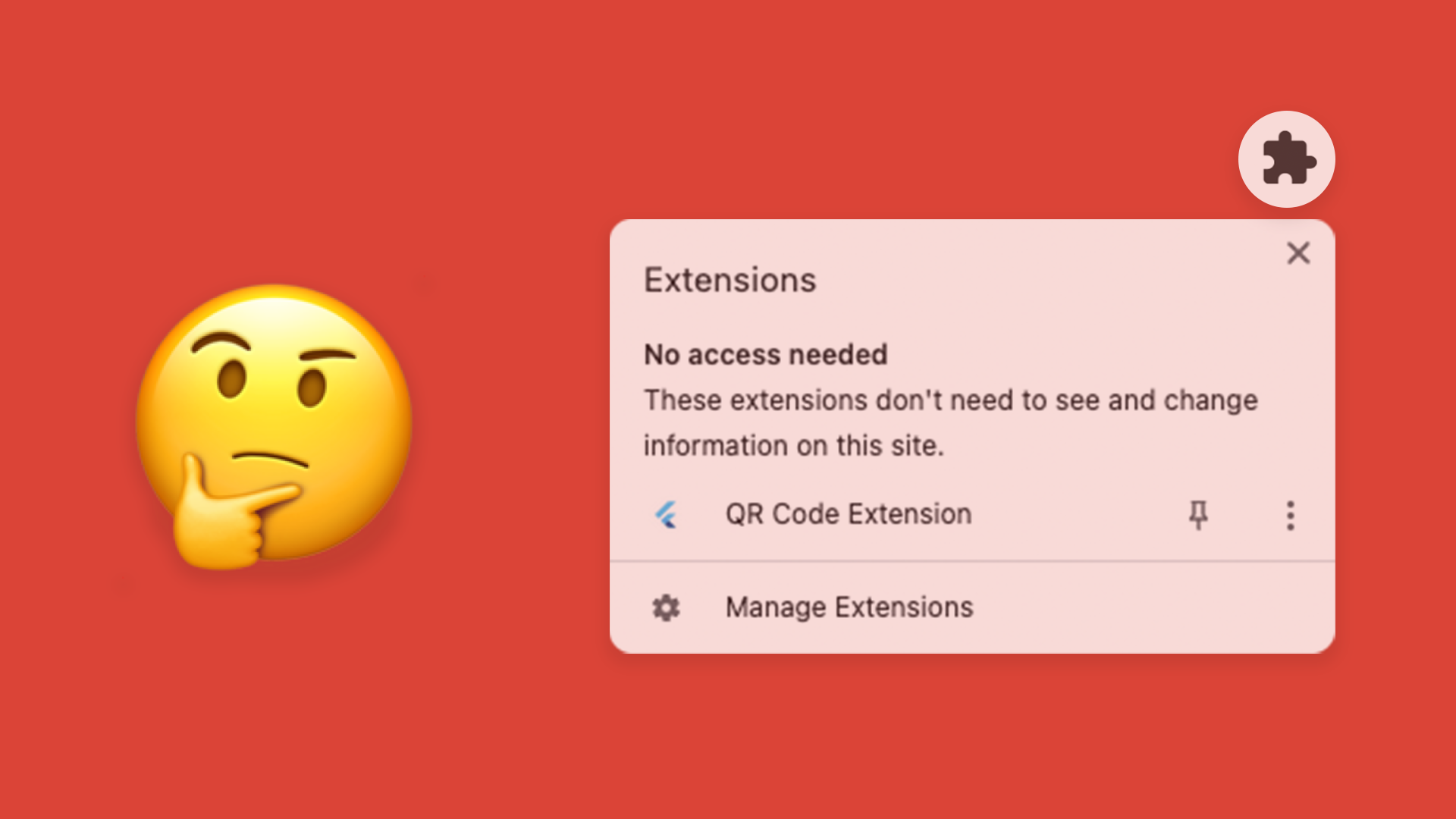 Thinking emoji beside a Chrome Extension